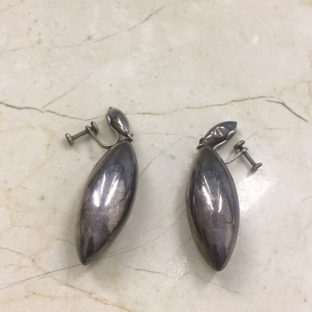 Sterling silver teardrop clip on earrings